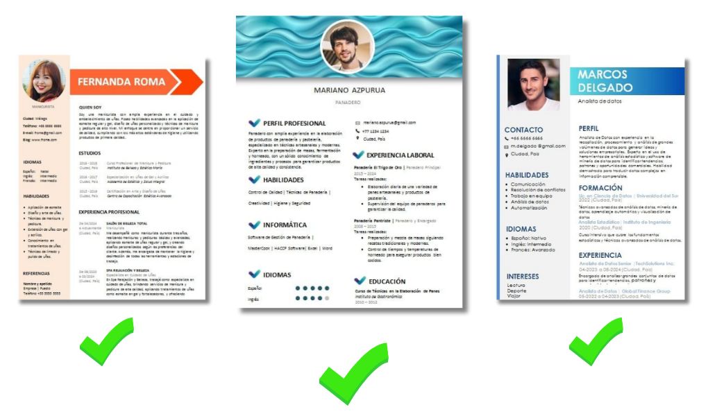 Formatos de currículums en Word de Currículumya