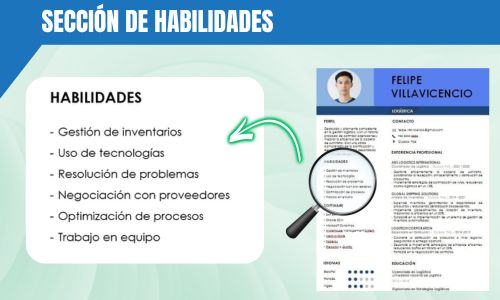 Sección de habilidades en un currículum